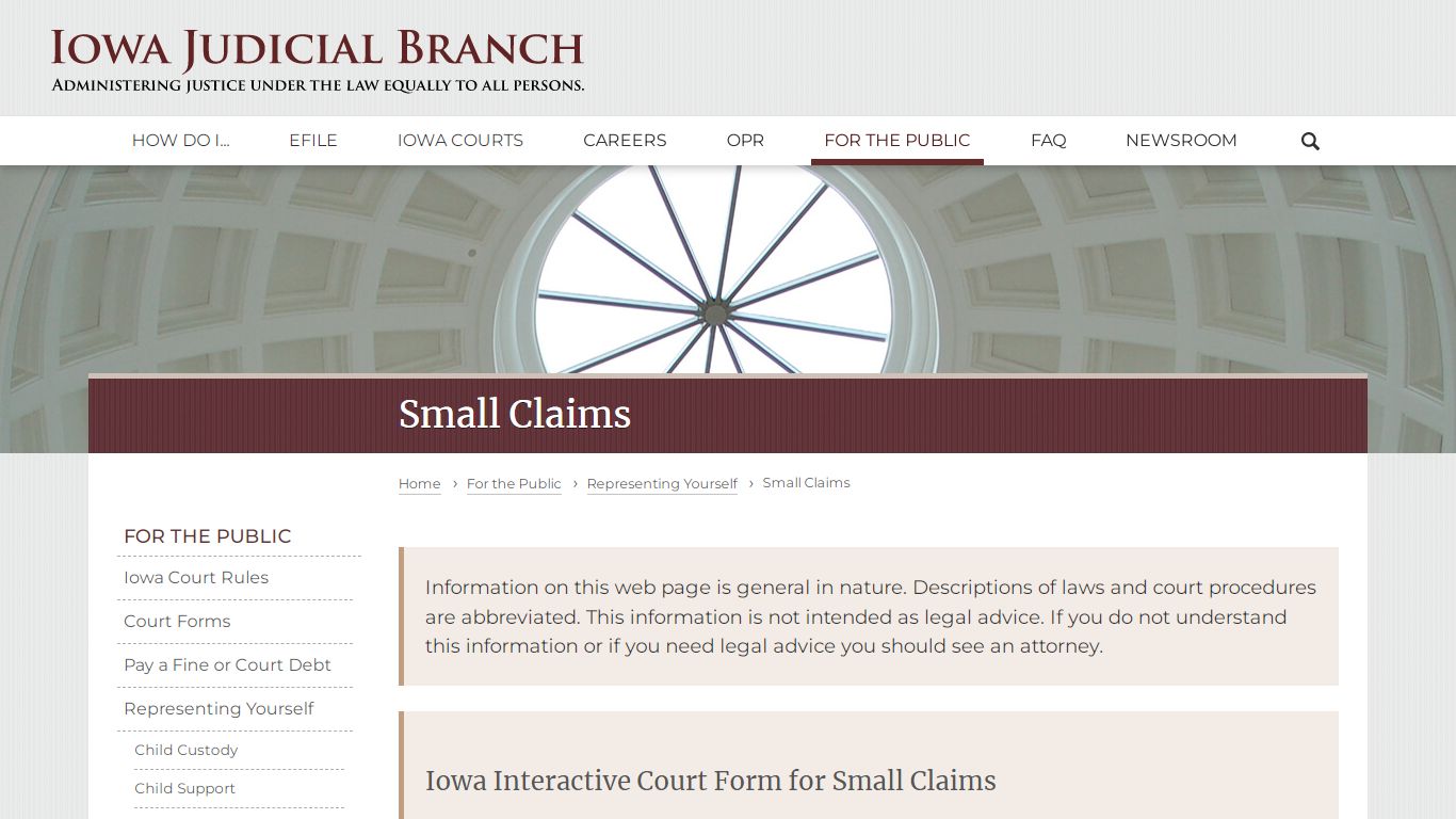 Small Claims | Iowa Judicial Branch