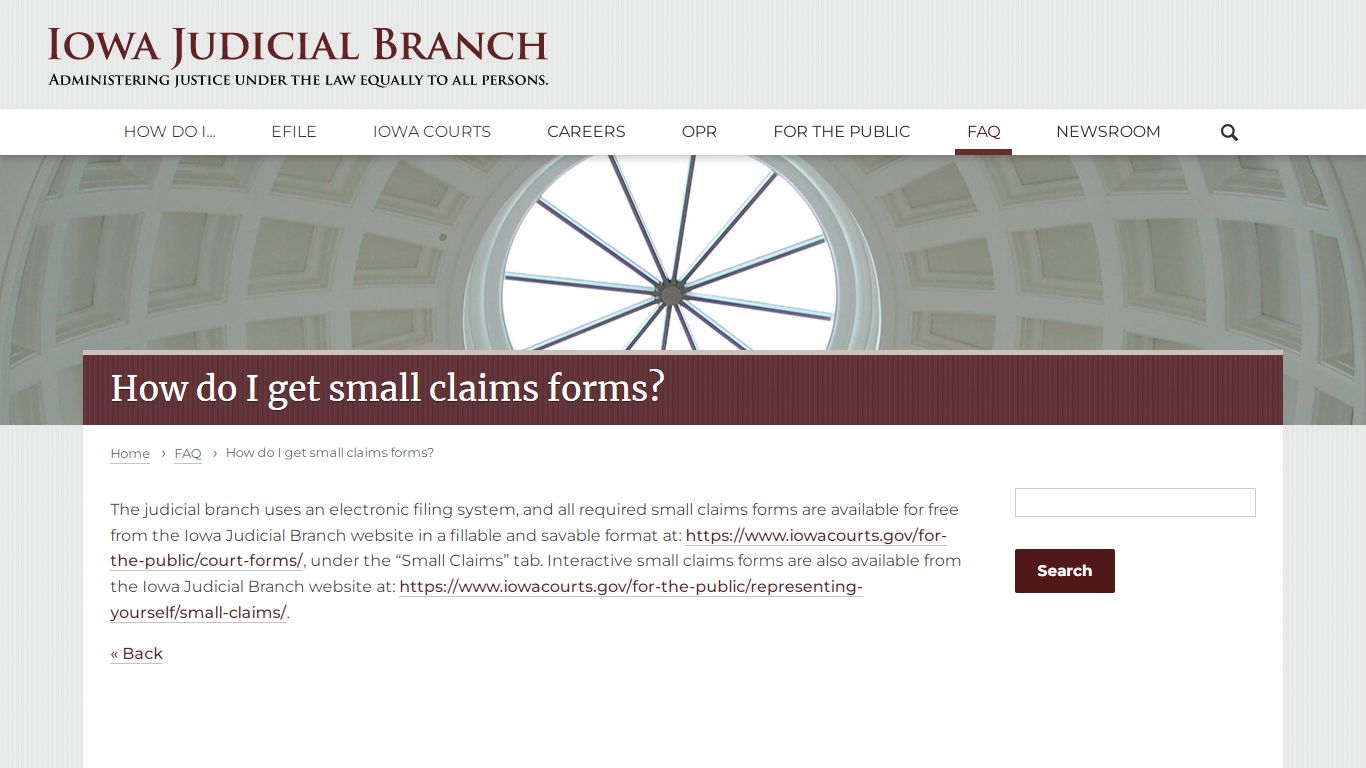 How do I get small claims forms? | FAQ | Iowa Judicial Branch